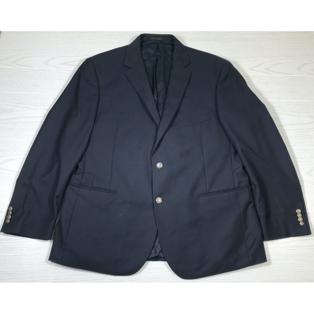 Jos A Bank Reserve Wool Blazer Mens 48R Navy Blue 2 Button Business Wedding Dad